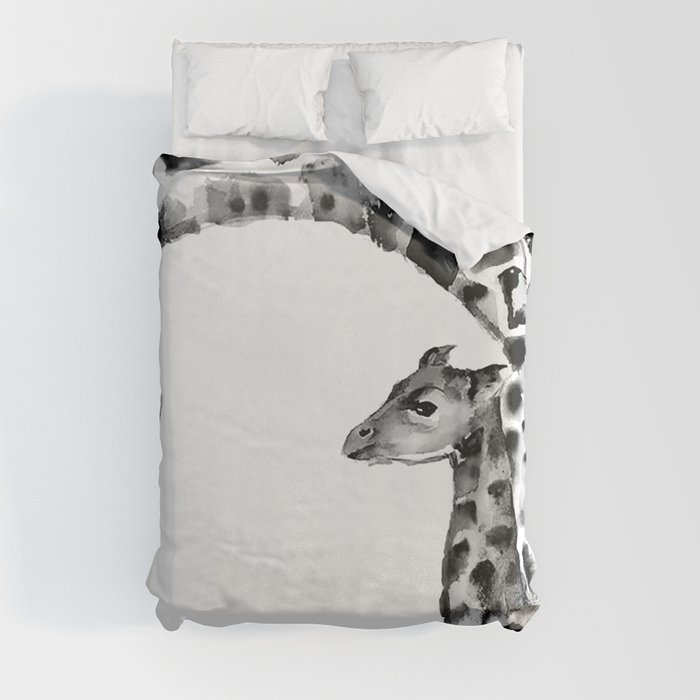 Black and white giraffes Duvet Cover