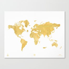 GOLD WORLD MAP Canvas Print