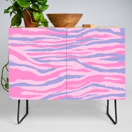 Pastel Zebra Stripes in Lavender + Pink Credenza