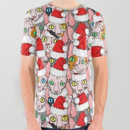 Christmas sphynx (naked cat) All Over Graphic Tee