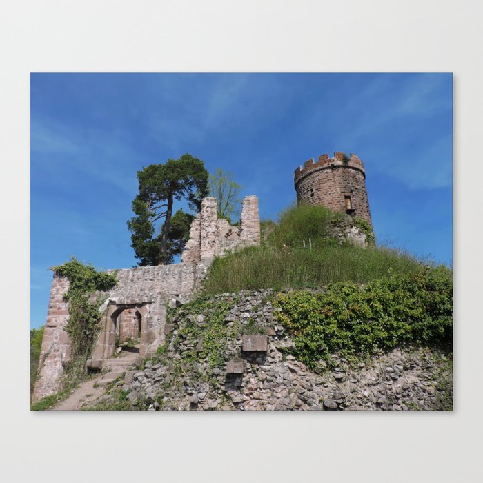 Medieval Castle Ruins on the Hill Alsace France Canvas Print