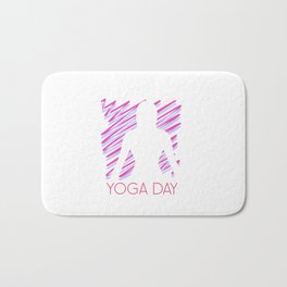 International yoga day scribbled art yoga pose in pink	 Bath Mat