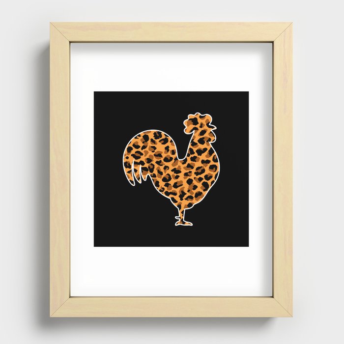 Rooster Leopard Print Recessed Framed Print