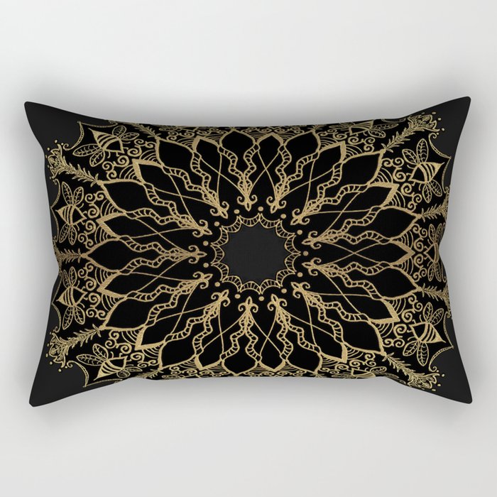 Golden Bee Mandala Rectangular Pillow