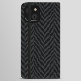 Dark Abstract Zebra chevron pattern. Digital animal print Illustration Background. iPhone Wallet Case