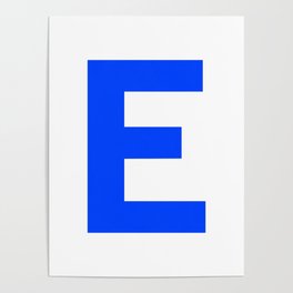 Letter E (Blue & White) Poster