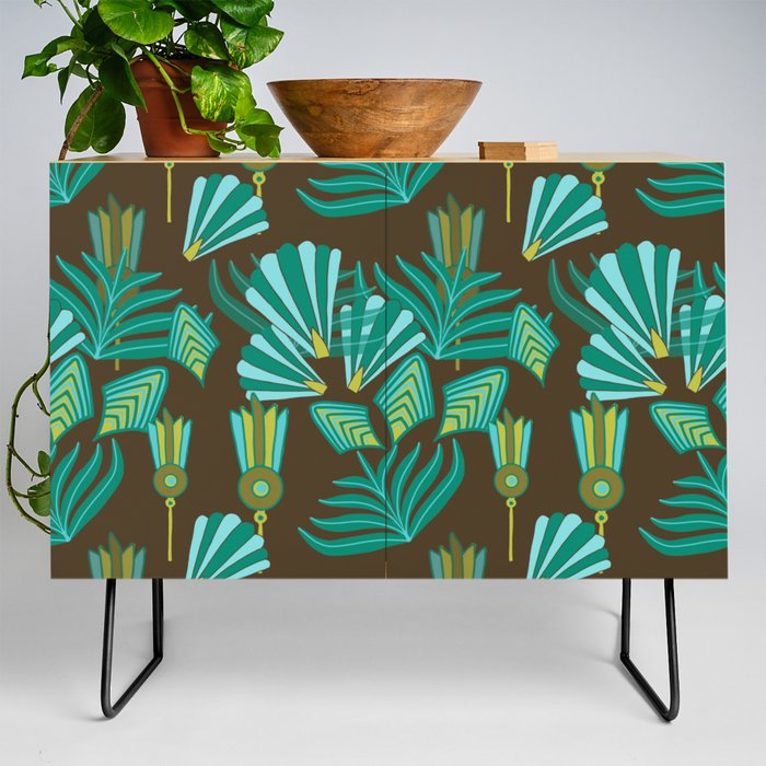 Art Deco blue and green pattern Credenza