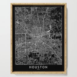 Houston Black Map Serving Tray