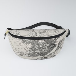 Quebec, Canada Map - Black and White Artistic  Fanny Pack