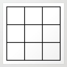 White and Black Geometric thin stripes checkerboard design Art Print
