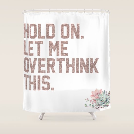Overthink This Funny Quote Sticker Faux Rose Gold Glitter Shower
