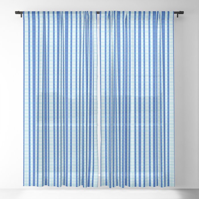 Ahoi Blue White Stripes  Sheer Curtain