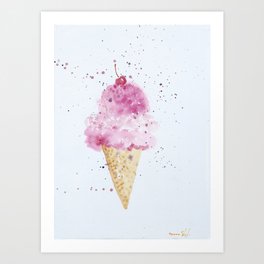 Ice cream Love Summer Watercolor Illustration Art Print