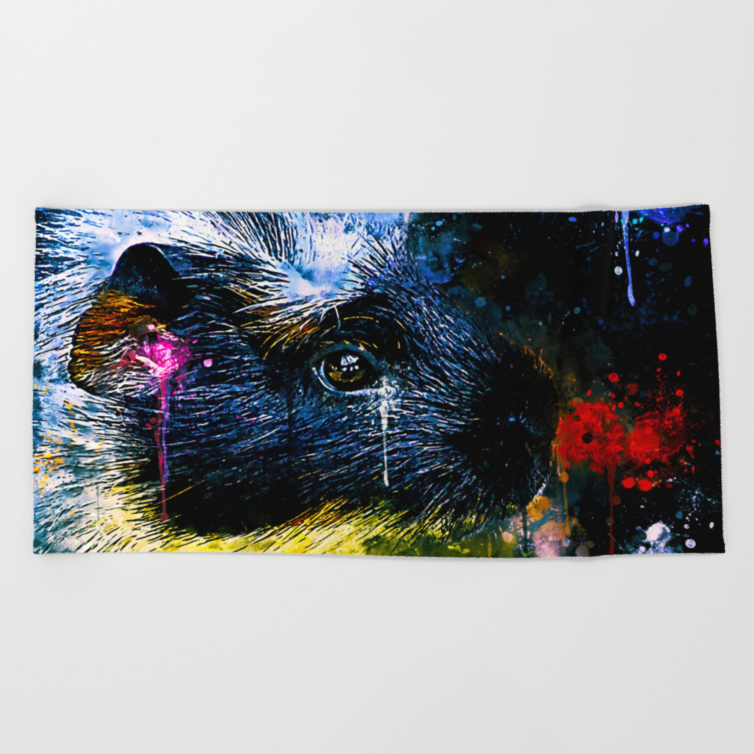 Guinea Pig Colorful Side Portrait Wsstd Beach Towel By Gxp Design