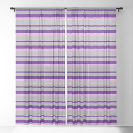 [ Thumbnail: Dark Grey, Indigo, and Plum Colored Lined/Striped Pattern Sheer Curtain ]