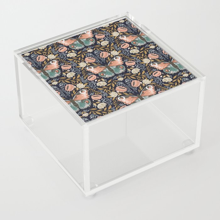 William Morris Inspired Butterfly Pattern - Midnight Garden Acrylic Box