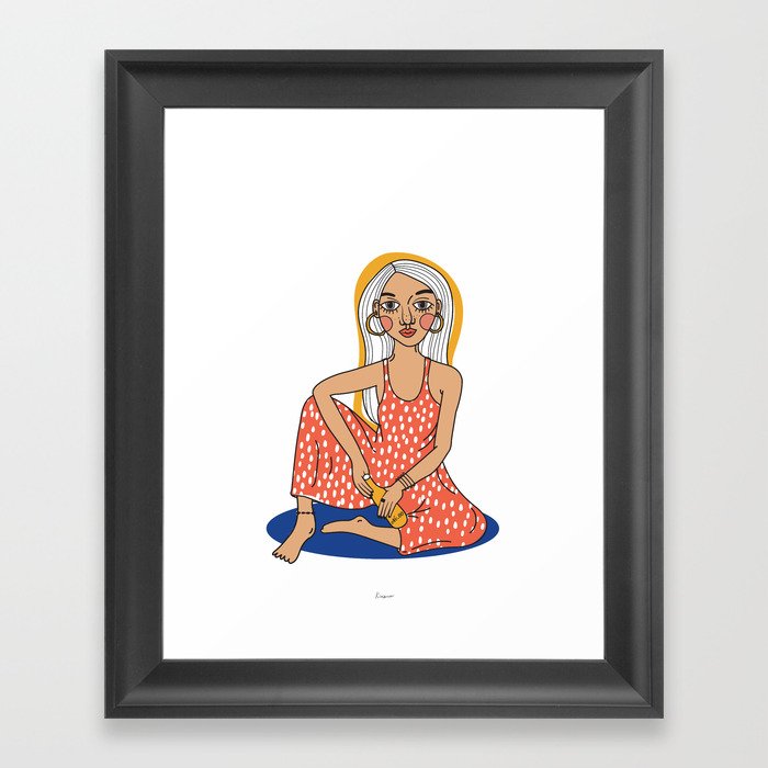 girl drunk illustration  Framed Art Print