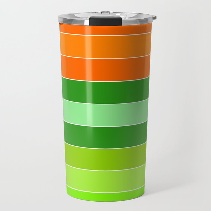 Green, Orange Stripe Irish St Patricks day Travel Mug