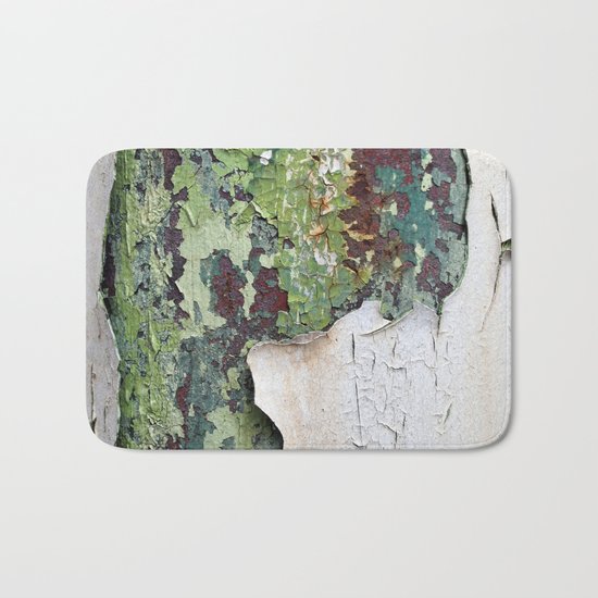 white green paint rust metal texture pattern Bath Mat