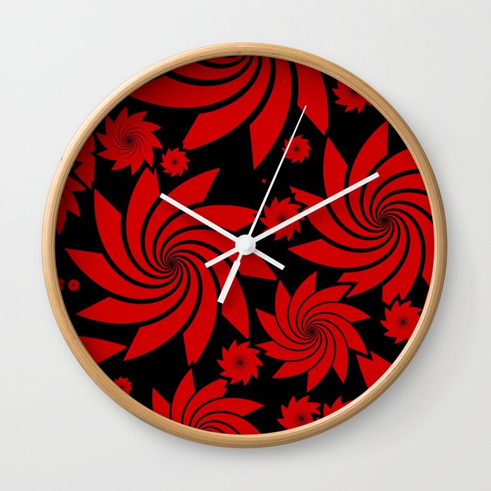 red Swirls Wall Clock