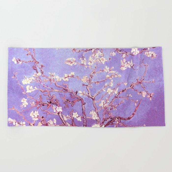 Van Gogh Almond Blossoms Orchid Purple Beach Towel