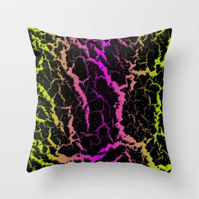 Cracked Space Lava - Lime/Pink Throw Pillow