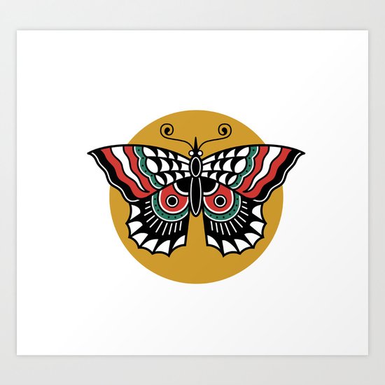 Butterfly Classic Tattoo Flash Art Print
