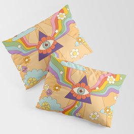 retro hippie boho rainbow print  Pillow Sham