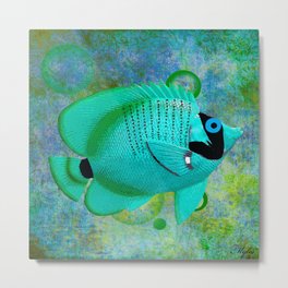 ANGEL FISH BLUE Metal Print | Abstract, Angelfish, Island, Bluegreen, Fishpainting, Aquariem, Painting, Palmtrees, Green, Ocean 