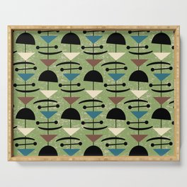 Retro Mid Century Modern Abstract Mobile 648 Green Blue Brown and Black Serving Tray