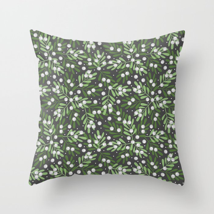 Mistletoe & Snow Throw Pillow