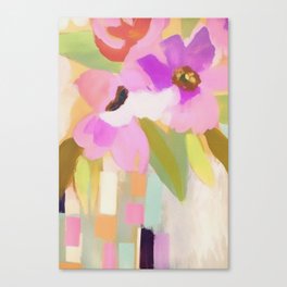 Midcentury Modern Abstract Pink Flowers Canvas Print
