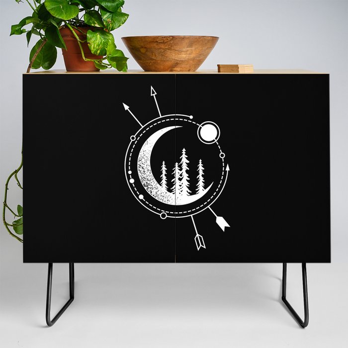 Modern Geometric Nature Forest Astronomy Bohemian Credenza