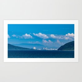 fukuoka city and the bay panorama view from itoshima peninsula in japan Art Print