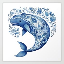 Blue Whale Joy Art Print