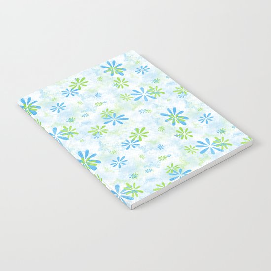Blue and Green Floral Pattern Notebook