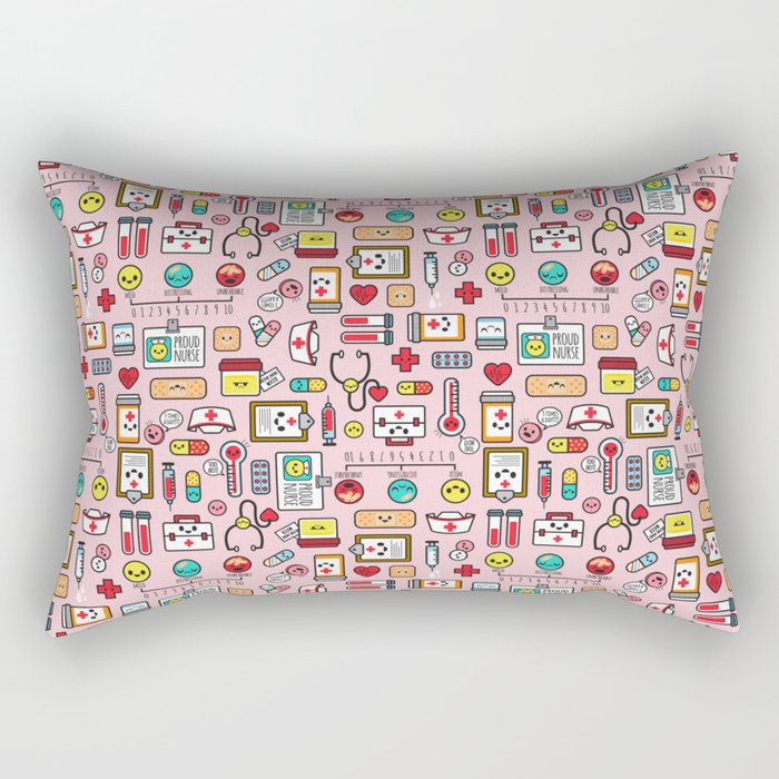Proud To Be A Nurse pattern in pink Rectangular Pillow