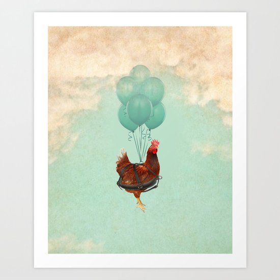 Chickens can't fly ("The sky is falling!") Art Print