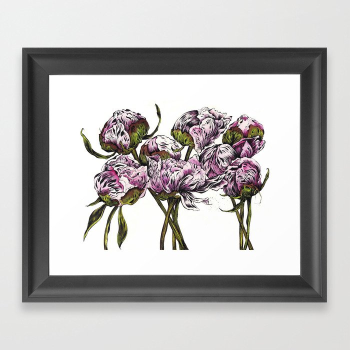 Peony Bouquet Framed Art Print