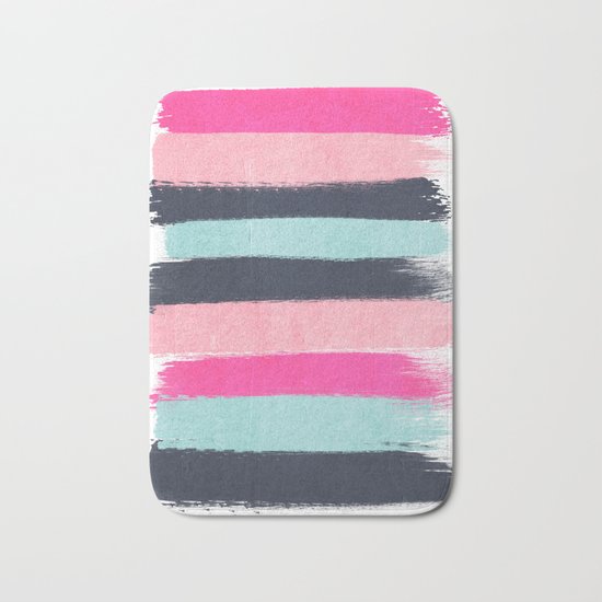 Miri - abstract stripes painterly brushstrokes minimal office dorm or college girly art decor Bath Mat
