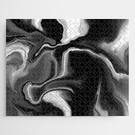 Black and White Liquid Swirl Jigsaw Puzzle