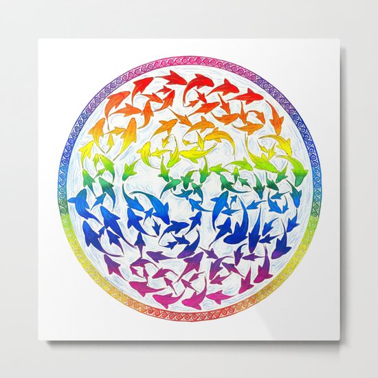 Harmony Rainbow Koi Fish Celtic Knot Metal Print
