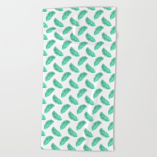 Palm frond tropical vacation green white house plant gender neutral natural organic garden island Beach Towel