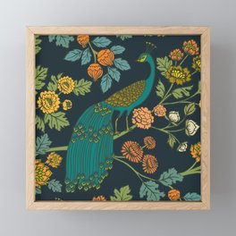 Peacock Garden Midnight Wonderland Chinoiserie Framed Mini Art Print
