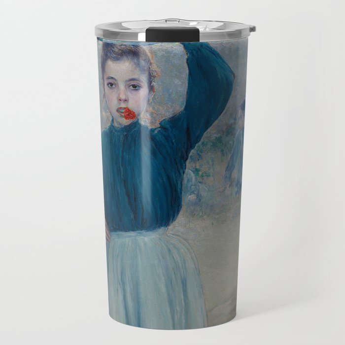 The Little Village Girl with Red Carnation Travel Mug