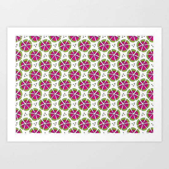 Watermelon Pieces Art Print