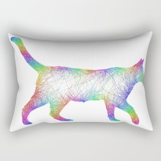 Rainbow cat Rectangular Pillow