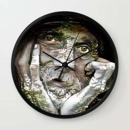 Old man as part of nature - artistic illustration design Wall Clock