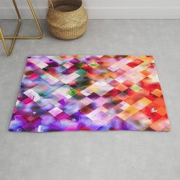 geometric pixel square pattern abstract background in purple orange red Area & Throw Rug