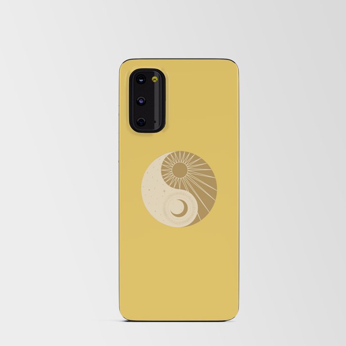 Golden Moon and Sun Yin Yang Symbol on Sunshine Yellow Android Card Case